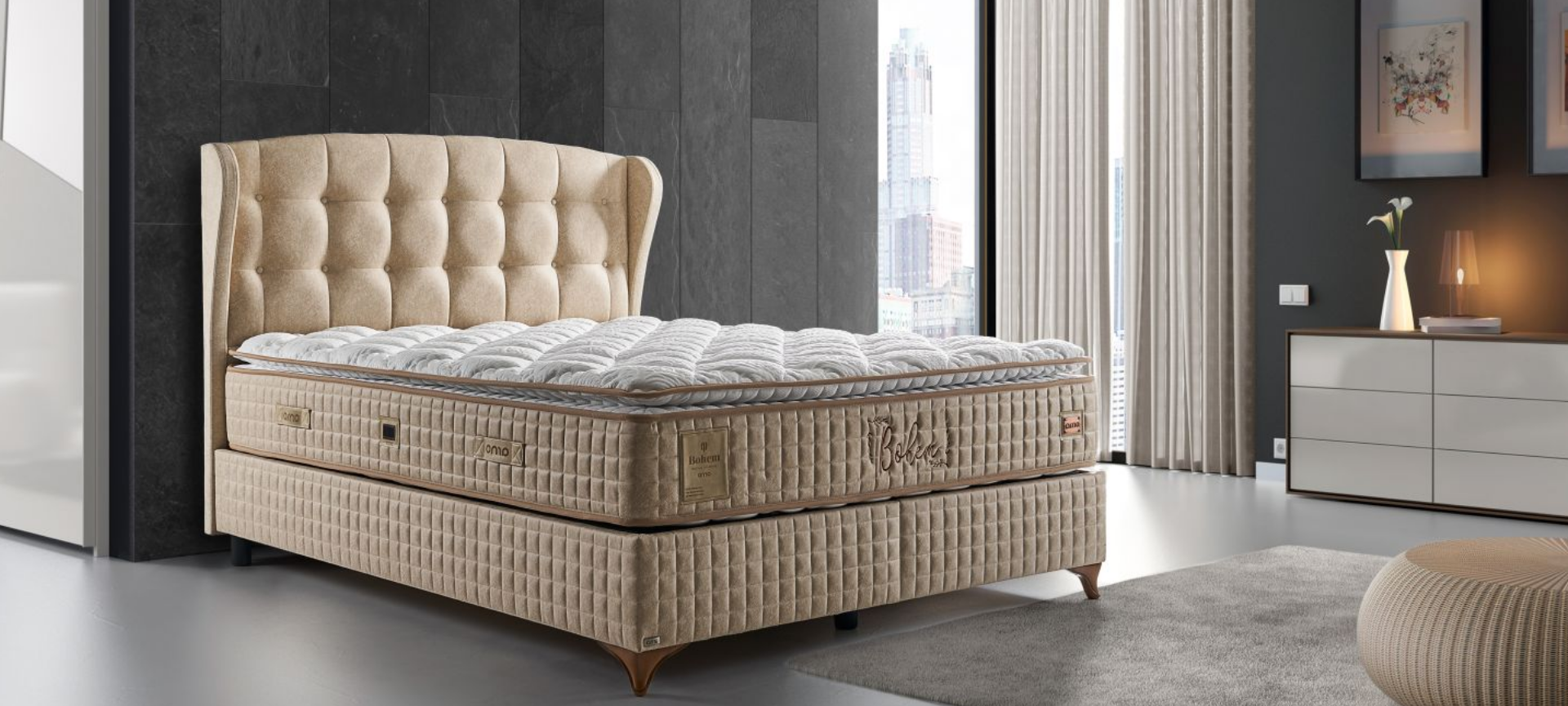 Bohem Yatak Baza Başlık Seti