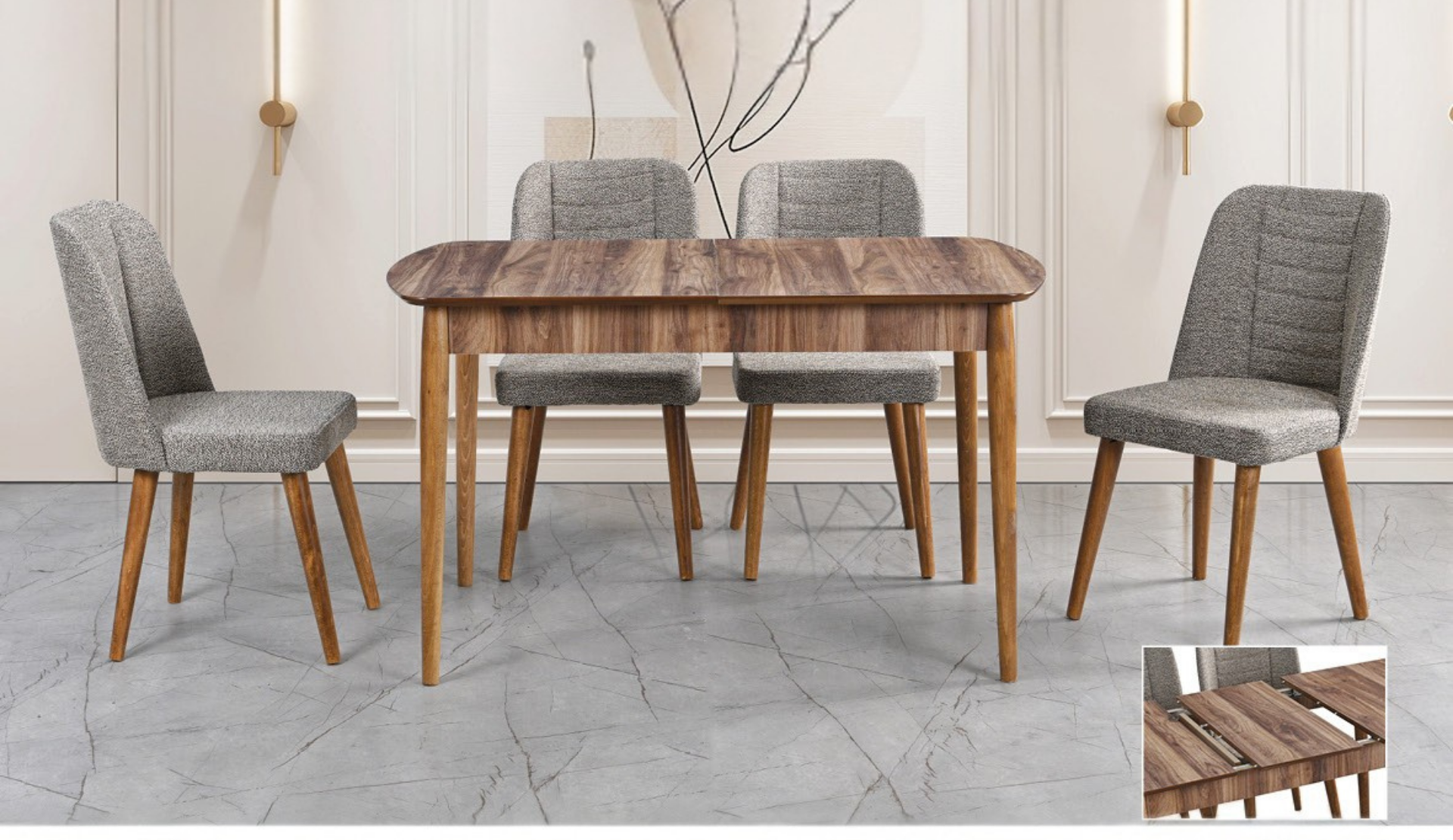 Nova Ceviz Masa & Rüya Sandalye Takımı